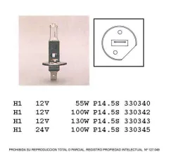 Ampolleta Halógena MEGALITE H1-P14.5S-12V/100W